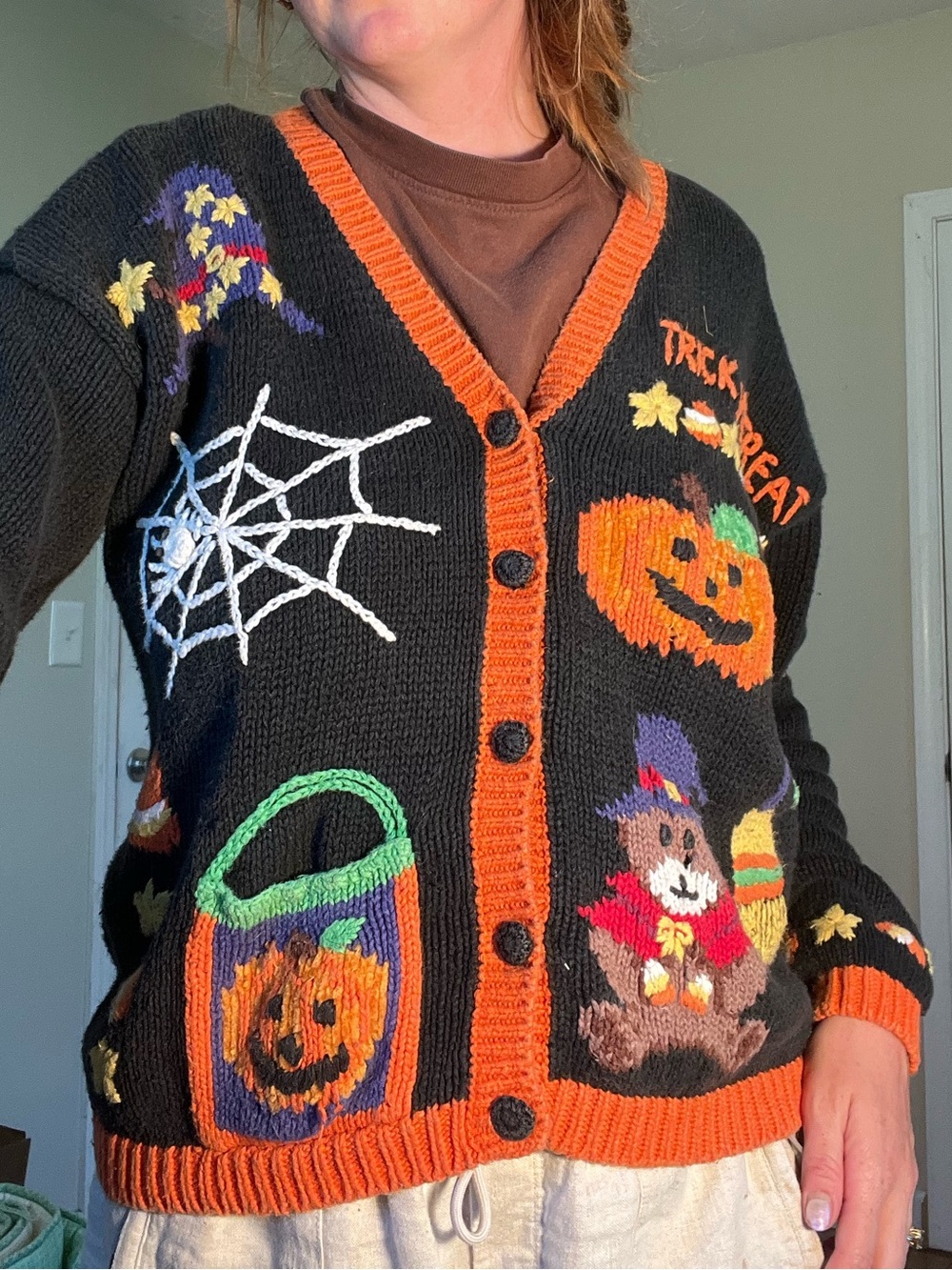 Gallagher vintage 90s knitted Halloween cardigan button up sweater rare chunky